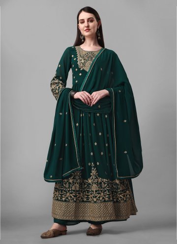 Green color Designer Faux Georgette Anarkali Salwar Kameez