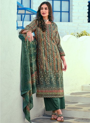 Green color Digital Print Blended Cotton Salwar Su