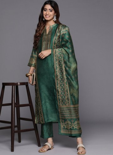 Green color Digital Print Chanderi Silk Trendy Salwar Suit