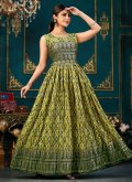 Green color Digital Print Chinon Floor Length Gown - 2