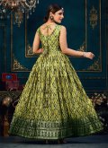 Green color Digital Print Chinon Floor Length Gown - 3