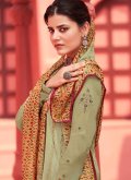 Green color Digital Print Faux Crepe Designer Pakistani Salwar Suit - 1