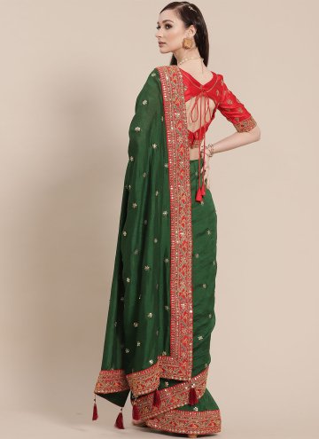 Green color Embroidered Art Silk Designer Traditional Saree