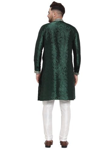 Green color Embroidered Banarasi Kurta Pyjama