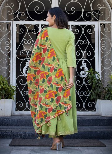 Green color Embroidered Cotton  Salwar Suit