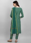 Green color Embroidered Cotton Silk Salwar Suit - 1