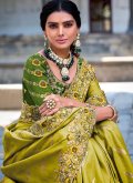 Green color Embroidered Fancy Fabric Classic Designer Saree - 1