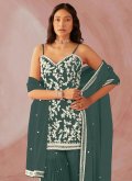 Green color Embroidered Faux Georgette Designer Salwar Kameez - 1