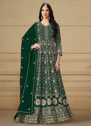Green color Embroidered Faux Georgette Trendy Salw