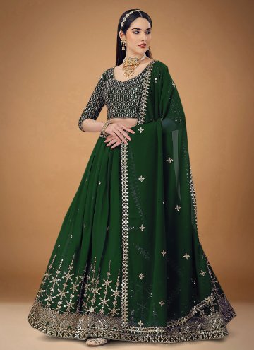 Green color Embroidered Georgette A Line Lehenga C