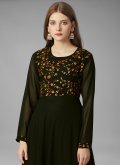 Green color Embroidered Georgette Gown - 2