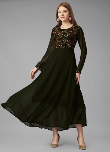 Green color Embroidered Georgette Gown