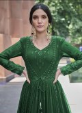 Green color Embroidered Georgette Layered Designer Gown - 1