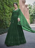 Green color Embroidered Georgette Layered Designer Gown - 2