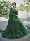 Green color Embroidered Georgette Layered Designer Gown - 3