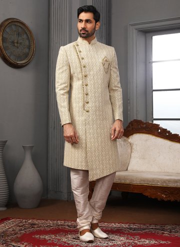 Green color Embroidered Lucknowi Sherwani
