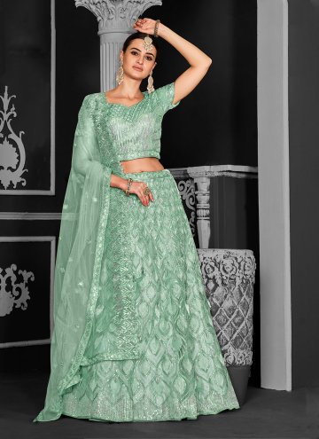 Green color Embroidered Net Contemporary