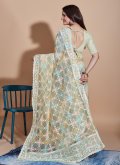 Green color Embroidered Net Contemporary Saree - 2