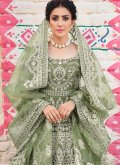 Green color Embroidered Net Gown - 3