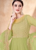 Green color Embroidered Net Trendy Salwar Suit - 2