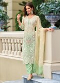 Green color Embroidered Organza Salwar Suit - 3