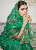 Green color Embroidered Organza Trendy Saree - 1