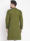 Green color Embroidered Polly Cotton Kurta - 1