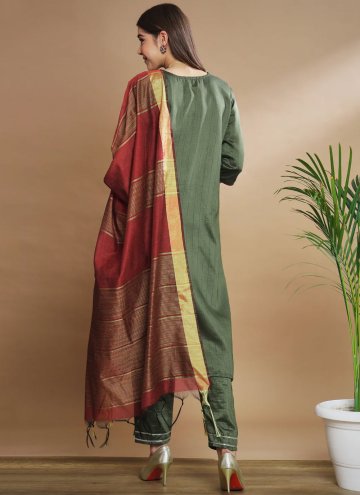 Green color Embroidered Silk Blend Salwar Suit