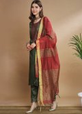Green color Embroidered Silk Blend Salwar Suit - 2