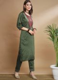 Green color Embroidered Silk Blend Salwar Suit - 3