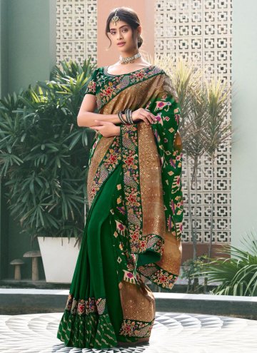 Green color Embroidered Silk Classic Designer Saree