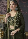 Green color Embroidered Silk Readymade Lehenga Choli - 1