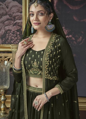 Green color Embroidered Silk Readymade Lehenga Choli
