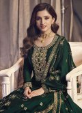 Green color Embroidered Silk Salwar Suit - 1