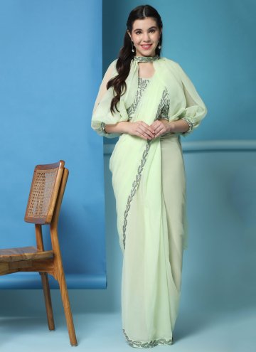 Green color Fancy Fabric Contemporary Saree with E
