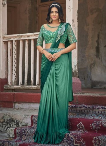 Green color Fancy work Fancy Fabric Classic Designer Saree