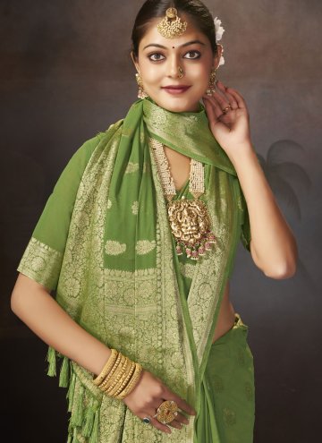 Green color Faux Georgette Classic Designer Saree with Woven