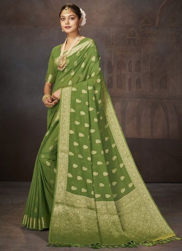 Green color Faux Georgette Classic Designer Saree with Woven