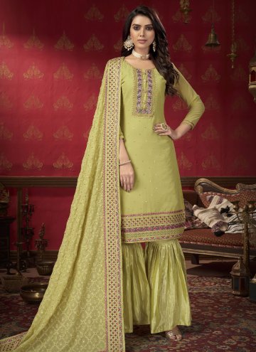 Green color Faux Georgette Designer Pakistani Salw