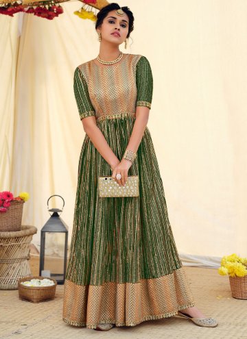 Green color Faux Georgette Designer Salwar Kameez with Embroidered
