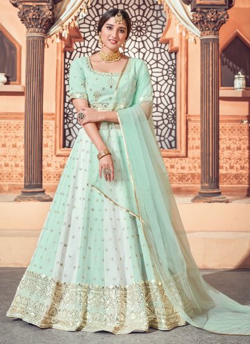 Green color Faux Georgette Lehenga Choli with Embr