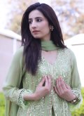 Green color Faux Georgette Trendy Salwar Kameez with Embroidered - 1