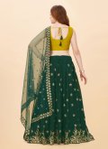 Green color Georgette A Line Lehenga Choli with Embroidered - 3