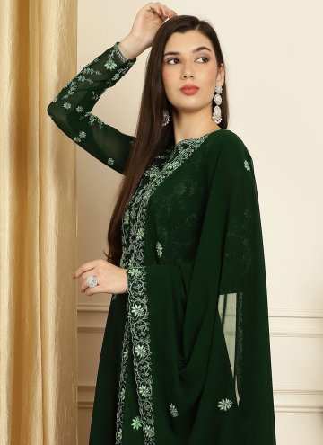 Green color Georgette Anarkali Salwar Kameez with Embroidered