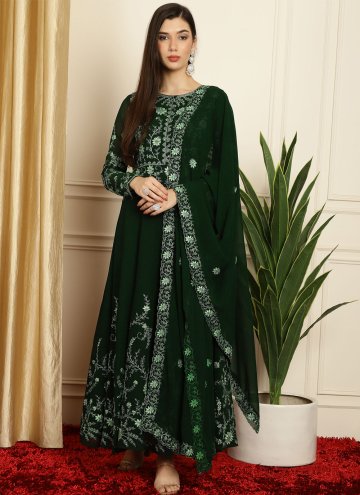Green color Georgette Anarkali Salwar Kameez with Embroidered