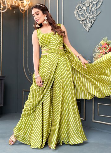 Green color Georgette Classic Designer Saree with Embroidered