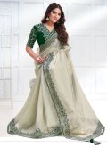 Green color Georgette Contemporary Saree with Embroidered - 1