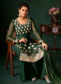Green color Georgette Salwar Suit with Embroidered - 1