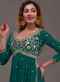 Green color Georgette Salwar Suit with Embroidered - 1