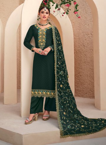 Green color Georgette Salwar Suit with Embroidered